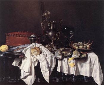 威廉 尅萊玆 海達 Still-Life with Pie, Silver Ewer and Crab